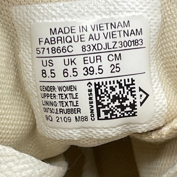 Converse CTAS All Star Lift Shoes Womens 8.5 Tan Canvas Hi Top Platform Sneaker - Picture 8 of 8